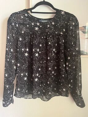 Anthropologie MODCLOTH Semi Sheer Button Front Stars Top